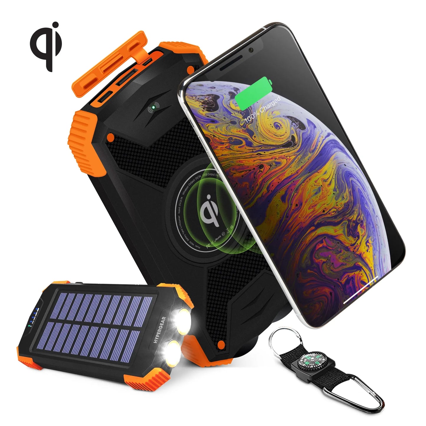 HyperGear Solar 10000mAh Wireless Power Bank Black