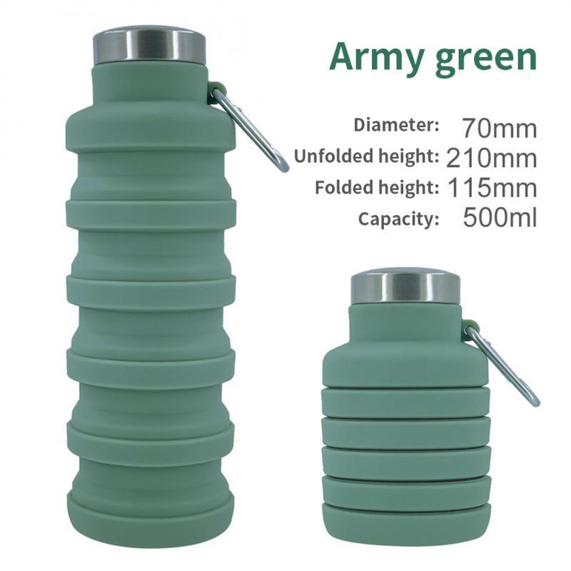 500ml outdoor retractable water bottle portable collapsible silica gel sports cup