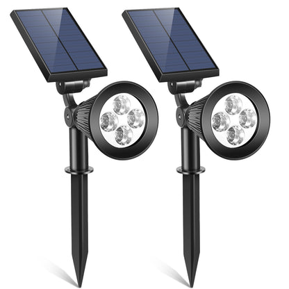 2Pcs Solar Spotlight Outdoor Dusk To Dawn Light Wall Path Lawn Garden Lamp Waterproof