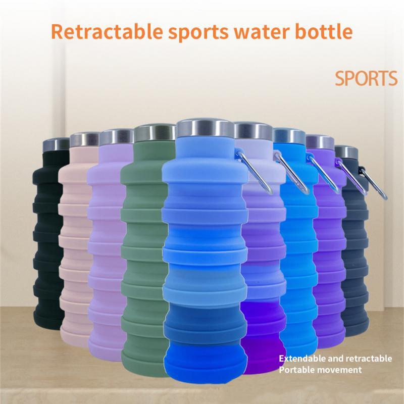 500ml outdoor retractable water bottle portable collapsible silica gel sports cup