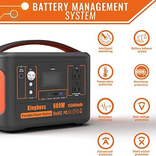 600W Portable Power Station 568Wh 153600mAh Solar Generator Backup Power With AC/DC/ PD 65W Type-c/QC3.0/Wireless Charger /Flashlight;  CPAP Battery Pack Emergency Power Supply Battery Power