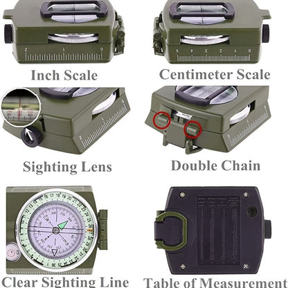 Military Lensatic Sighting Compass; Survival Tactical Backpacking Compact; Handheld Gear With Carry Bag; Waterproof Compass For Hiking Camping Hunting Outdoor For Boy Scout